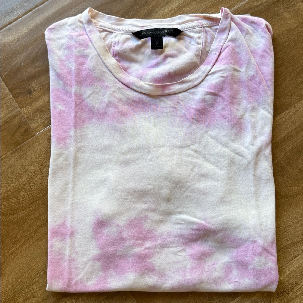 John Varvatos Pink and White T-Shirt tie dye size S